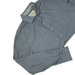 Madison Washed Poplin Textured Shirt Mens XL Blue Stripe Button Up Cotton